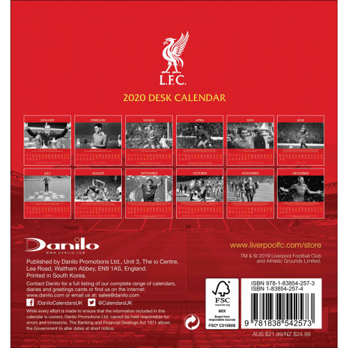 Stolní kalendář Liverpool FC 2020