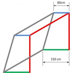 Fotbalová síť 7,5 x 2,5 m, horní a dolní hloubka 80 x 150 cm, polyester