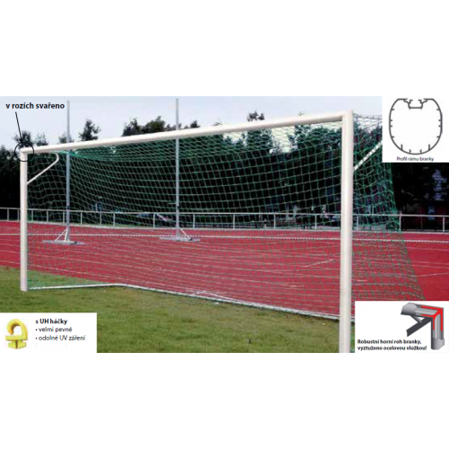 Branka pro stadiony 7,32 x 2,44 m v zemních pouzdrech s horním ramenem sítě